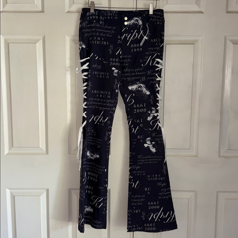 Nwt The Kript Washi Printed Laced Flare Pants — image 4 of 8